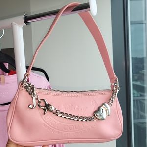 RARE Juicy Couture 2002 mini purse, pink baguette, silver hardware Y2K